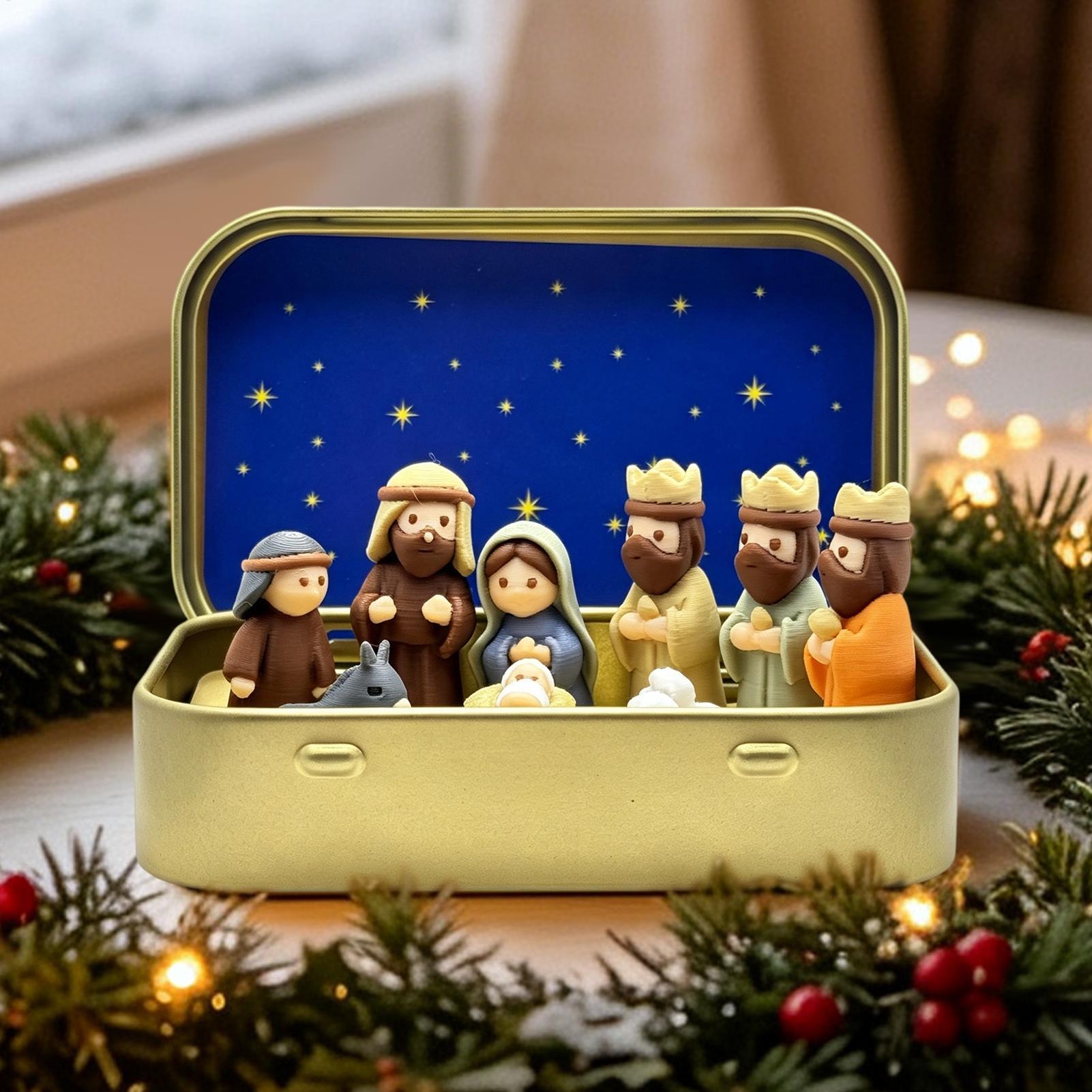 Mini Xmas Manger Set Iron Box  - Resin Art Case 评论和价格