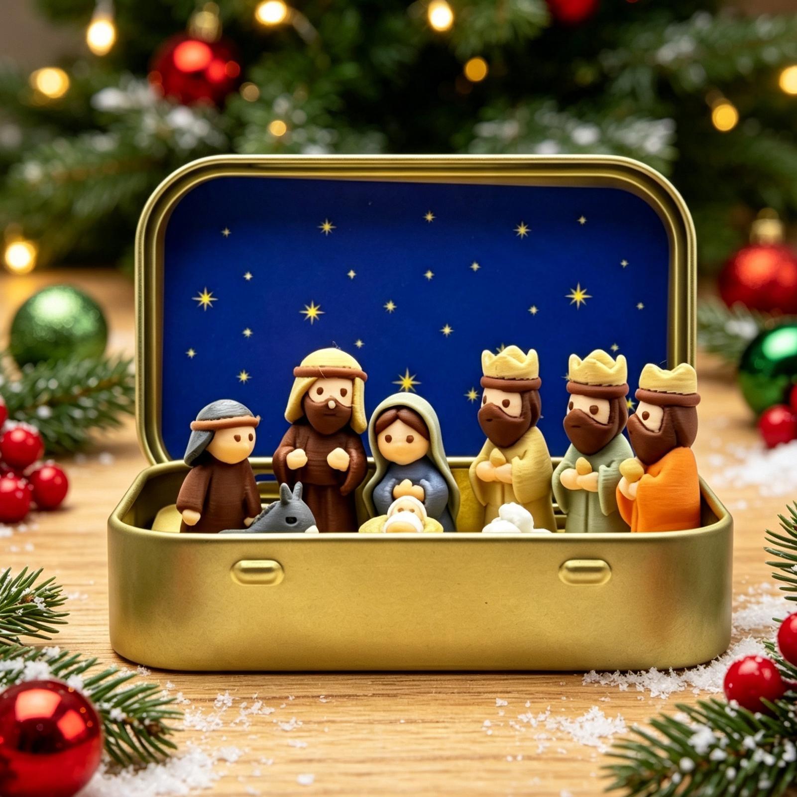 Mini Xmas Manger Set Iron Box  - Resin Art Case 评论和价格