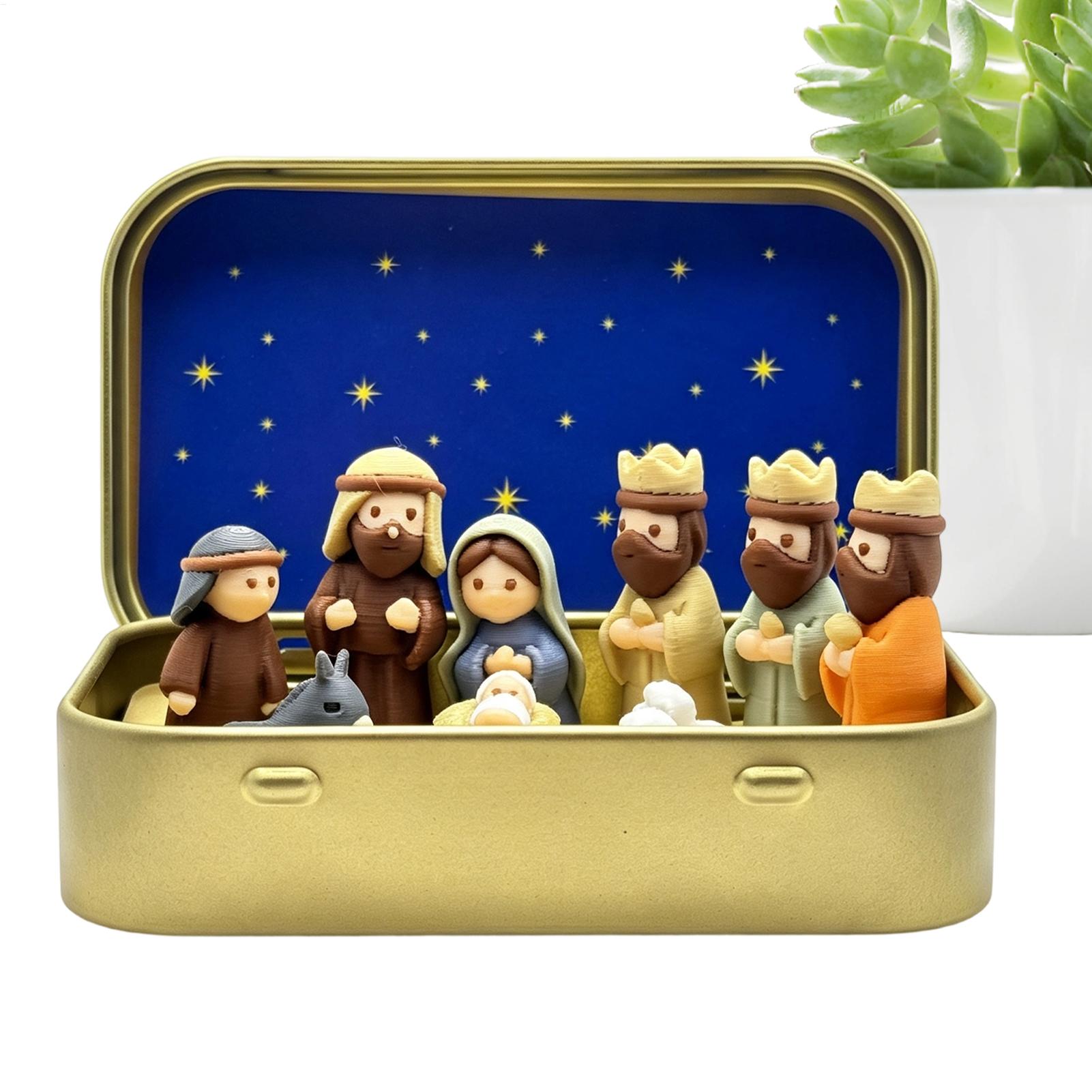 Mini Xmas Manger Set Iron Box  - Resin Art Case 评论和价格