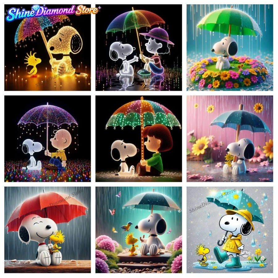 Rainy Day Snoopy Woodstock Car - Resin Art Wallpaper 评论和价格