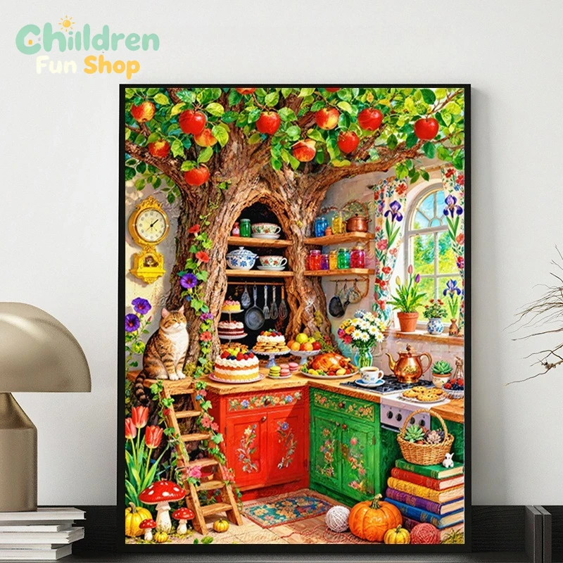 Whimsical Tree‑Hollow Kitchen  - Resin Art Wallpaper 评论和价格